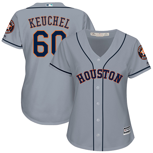 Astros #60 Dallas Keuchel Grey Road Women's Stitched MLB Jersey - Click Image to Close